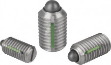čepy s kuličkami – Pružné opěrky s drážkou a tlačným čepem, nerezové, pojistka LONG-LOK