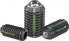 čepy s kuličkami – Pružné opěrky s vnitřním šestihranem a kuličkou, ocelové, pojistka LONG-LOK