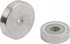 Závěsy – Magnety s válcovým otvorem (ploché magnety) z SmCo, s pouzdrem z nerezové oceli