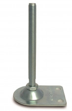 Ocelové nožky s lisovanou základnou – Stavitelné nohy Ø 80×112 se 2 otvory, 8° výkyvný šroub nebo fixný s pojistnou maticí – pozink