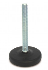 Plastová základna - šroub z nerezové oceli – Stavitelné nohy Ø 123, nízký profil, 16° výkyvný šroub, ocel