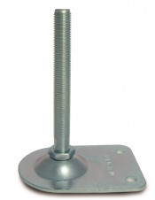 Oceľové nožičky s lisovanou základňou – Nastaviteľné nohy Ø 110×151 s 2 otvormi, 8° výkyvná skrutka alebo fixná s poistnou maticou – pozink